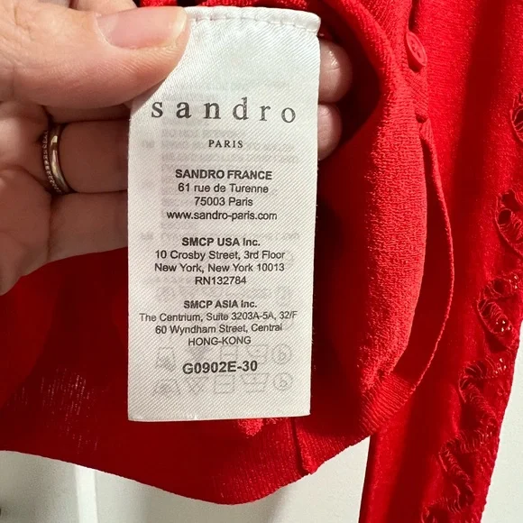 Red size small Sandro Paris cardigan - Picture 2 of 3